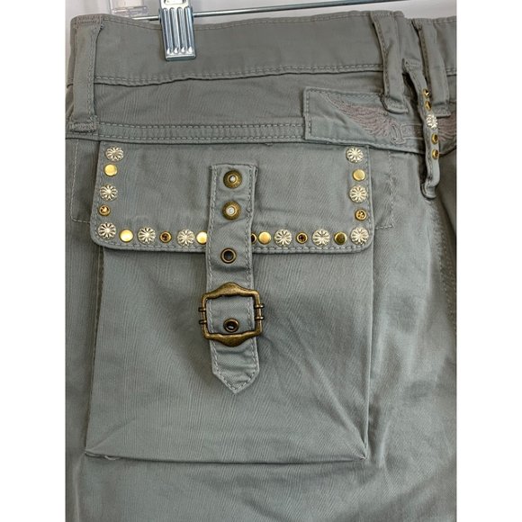 $435 Womens Robins Jeans Cargo Pants Wings Embellished Skinny Stretch Sz 27 6758 - Picture 9 of 13